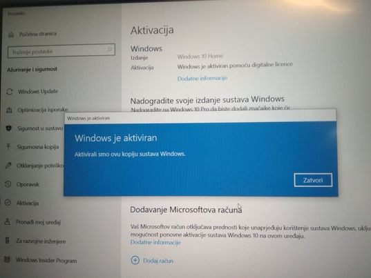 windows 10 je aktiviran na asusu