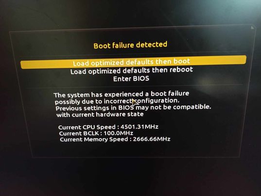 boot failure detected